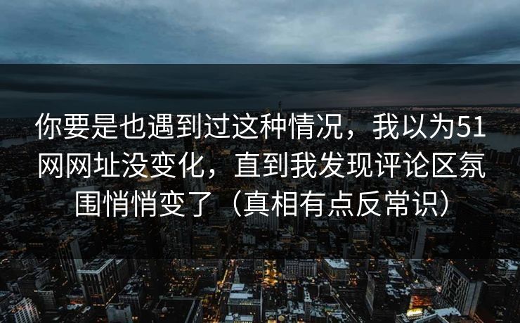 你要是也遇到过这种情况，我以为51网网址没变化，直到我发现评论区氛围悄悄变了（真相有点反常识）