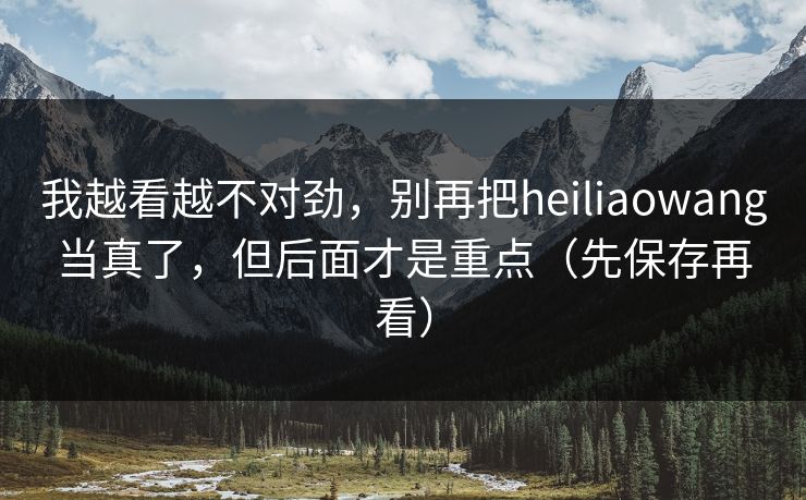 我越看越不对劲，别再把heiliaowang当真了，但后面才是重点（先保存再看）